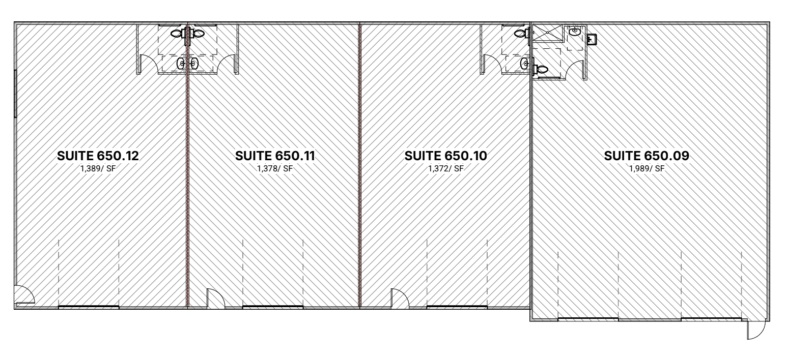 Industry 650 annex floor plan with suites 650.09 through 650.12